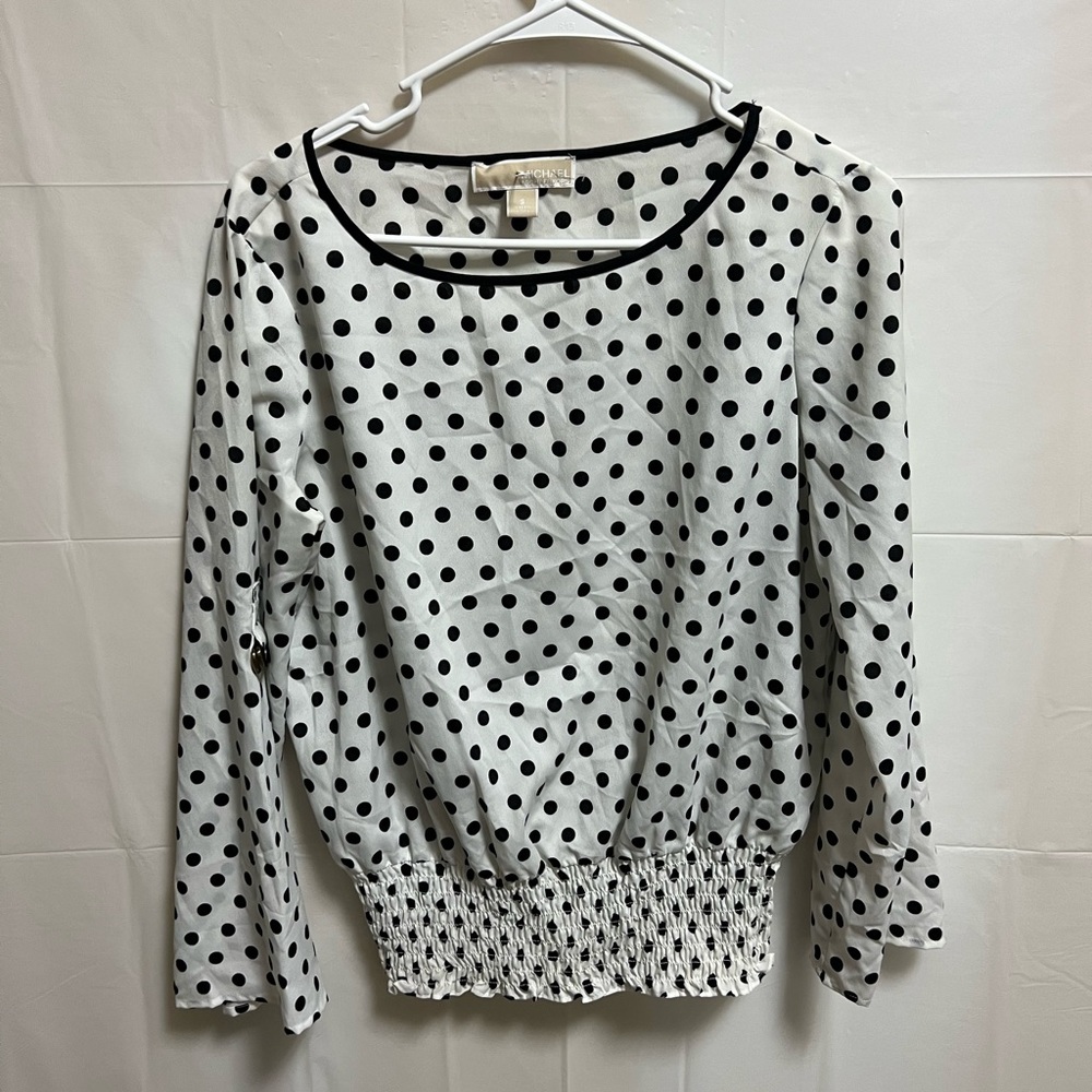Michael Kors Blouse. Size Small. White with Black Polkadots.
